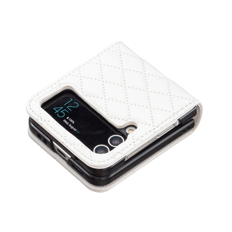 For Samsung Galaxy Z Flip4 Elegant Rhombic Texture PU Phone Case