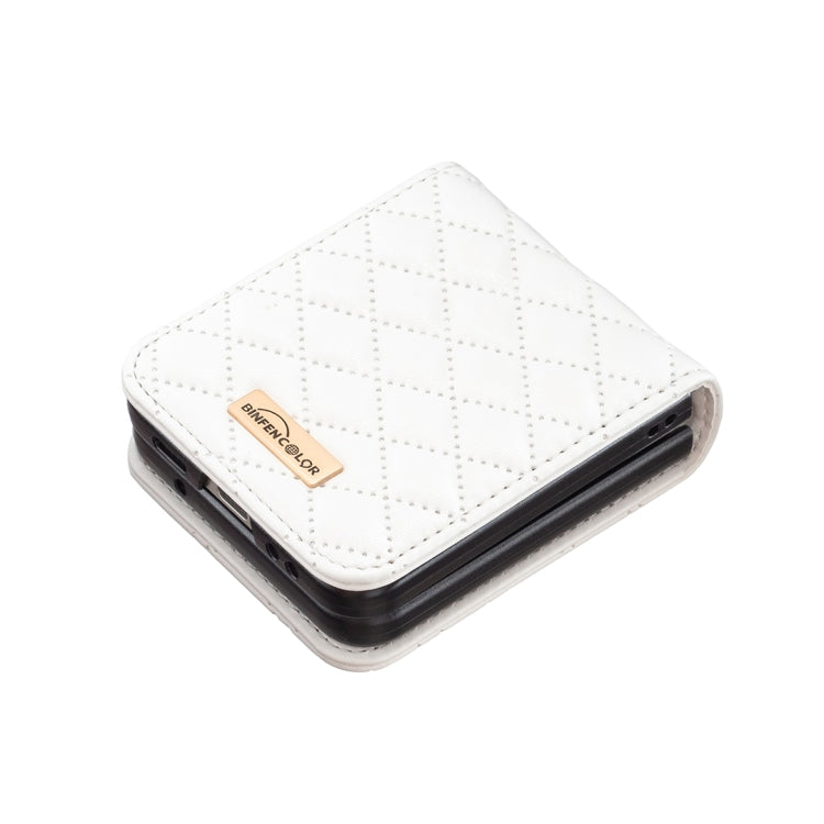 For Samsung Galaxy Z Flip4 Elegant Rhombic Texture PU Phone Case