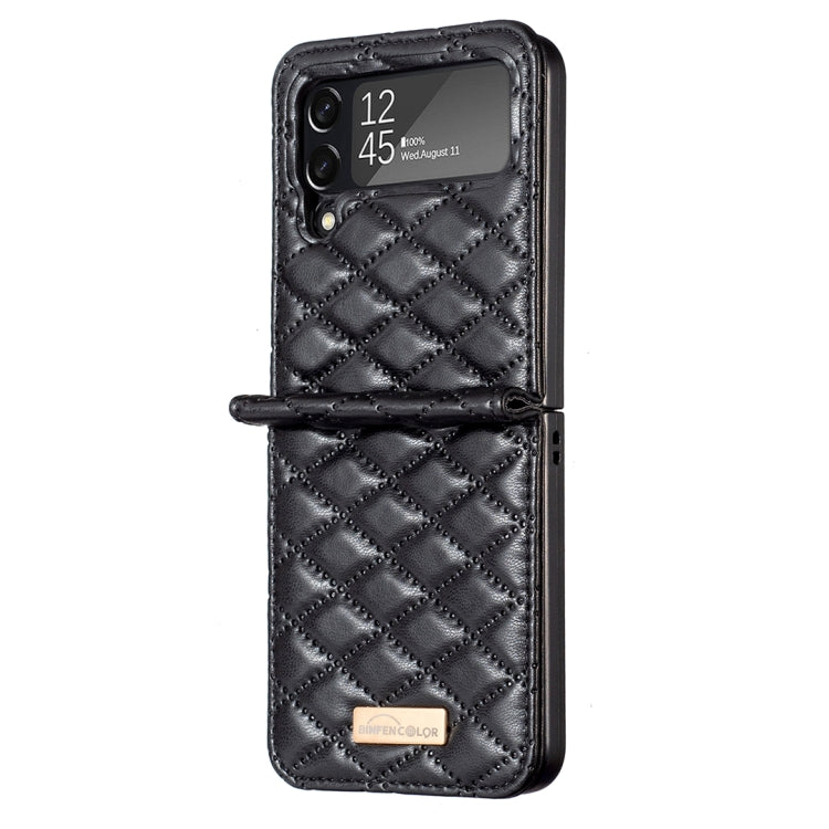 For Samsung Galaxy Z Flip4 Elegant Rhombic Texture PU Phone Case