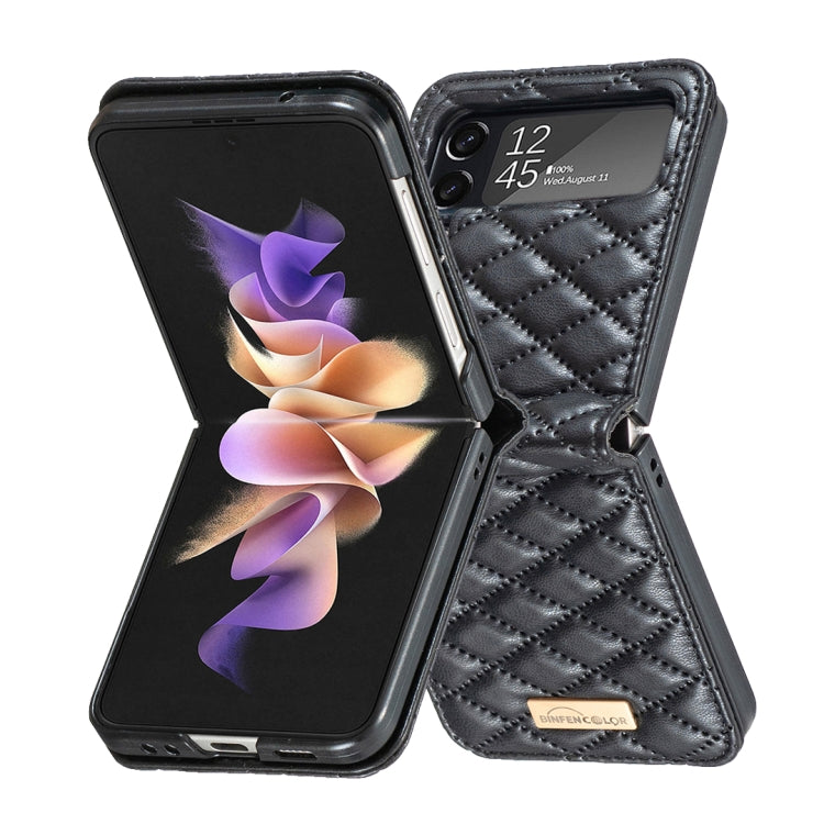 For Samsung Galaxy Z Flip4 Elegant Rhombic Texture PU Phone Case
