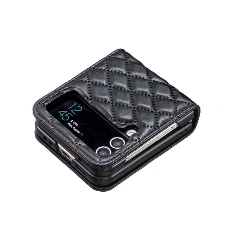 For Samsung Galaxy Z Flip4 Elegant Rhombic Texture PU Phone Case