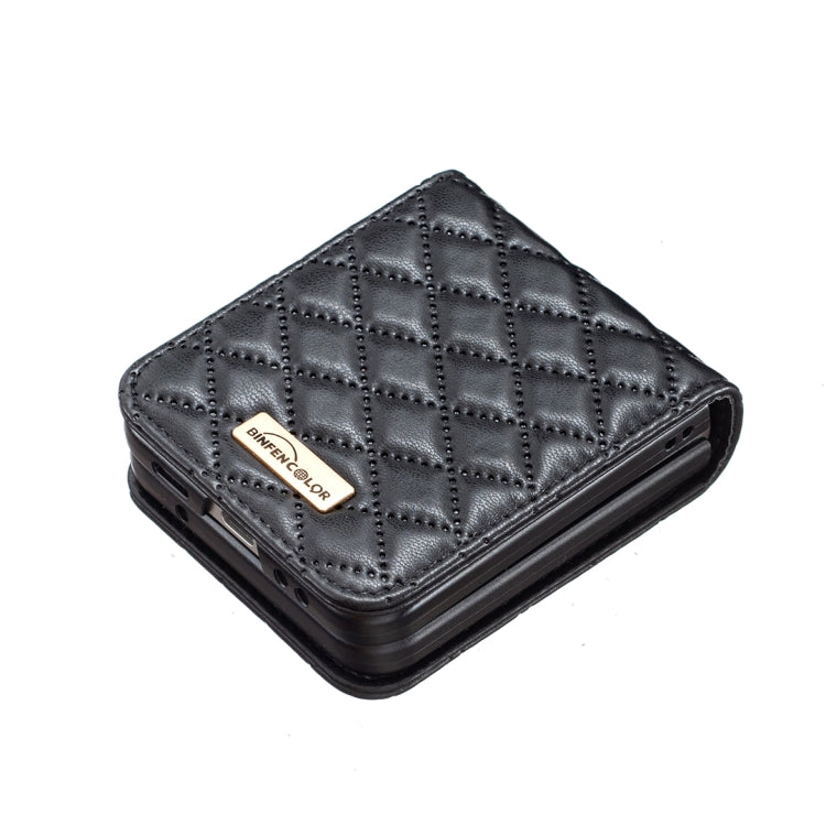 For Samsung Galaxy Z Flip4 Elegant Rhombic Texture PU Phone Case