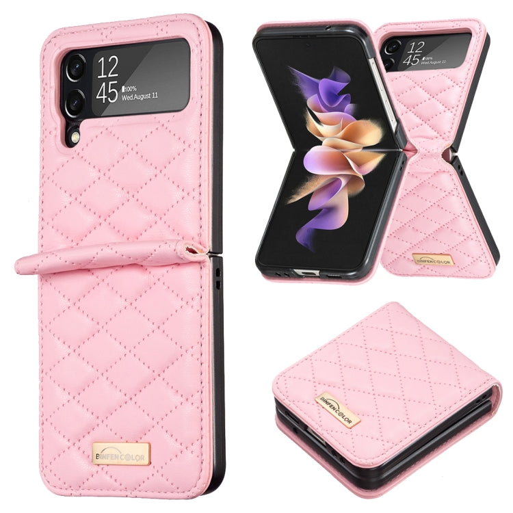 For Samsung Galaxy Z Flip4 Elegant Rhombic Texture PU Phone Case