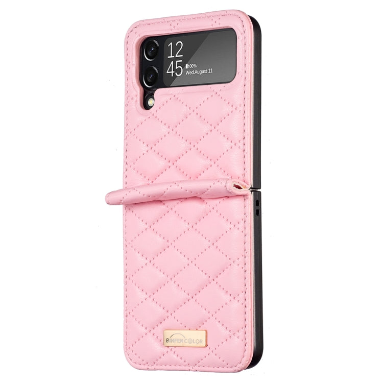 For Samsung Galaxy Z Flip4 Elegant Rhombic Texture PU Phone Case