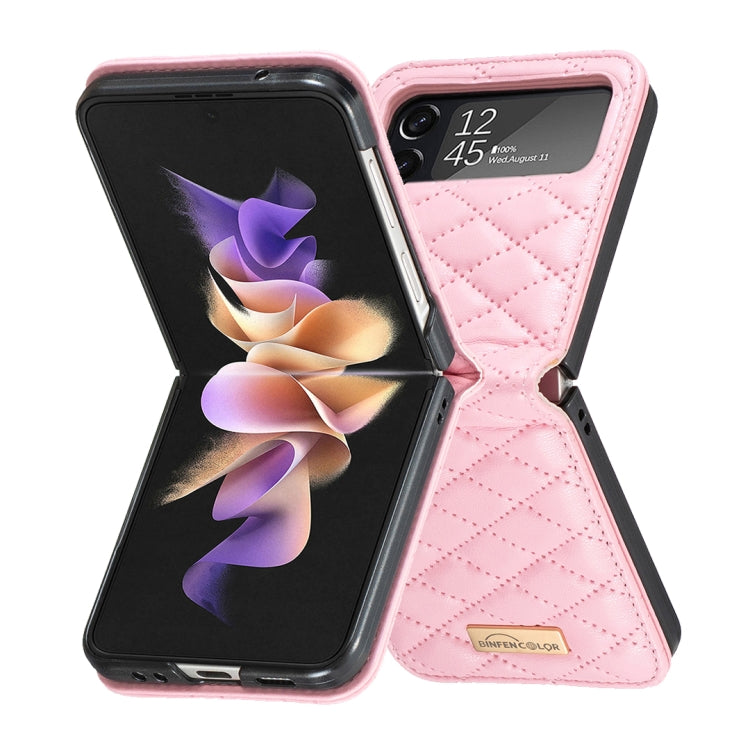 For Samsung Galaxy Z Flip4 Elegant Rhombic Texture PU Phone Case