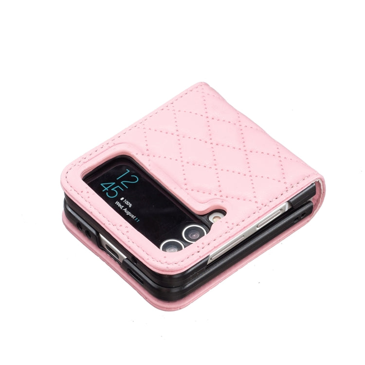 For Samsung Galaxy Z Flip4 Elegant Rhombic Texture PU Phone Case