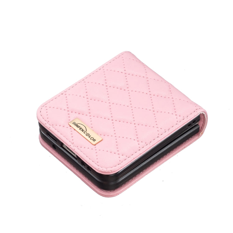 For Samsung Galaxy Z Flip4 Elegant Rhombic Texture PU Phone Case