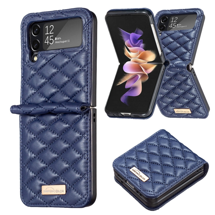 For Samsung Galaxy Z Flip4 Elegant Rhombic Texture PU Phone Case