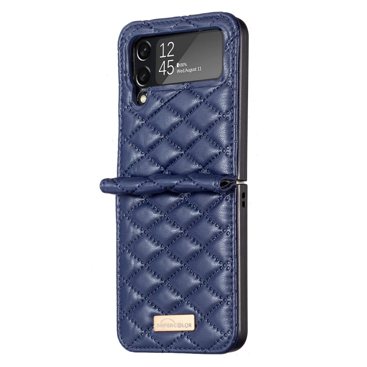 For Samsung Galaxy Z Flip4 Elegant Rhombic Texture PU Phone Case