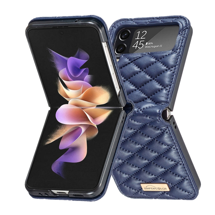 For Samsung Galaxy Z Flip4 Elegant Rhombic Texture PU Phone Case
