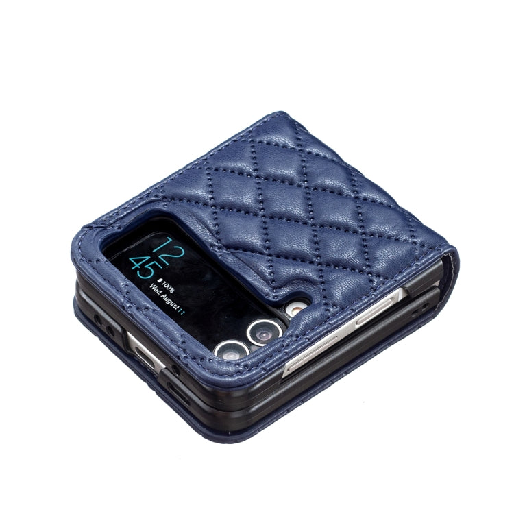 For Samsung Galaxy Z Flip4 Elegant Rhombic Texture PU Phone Case