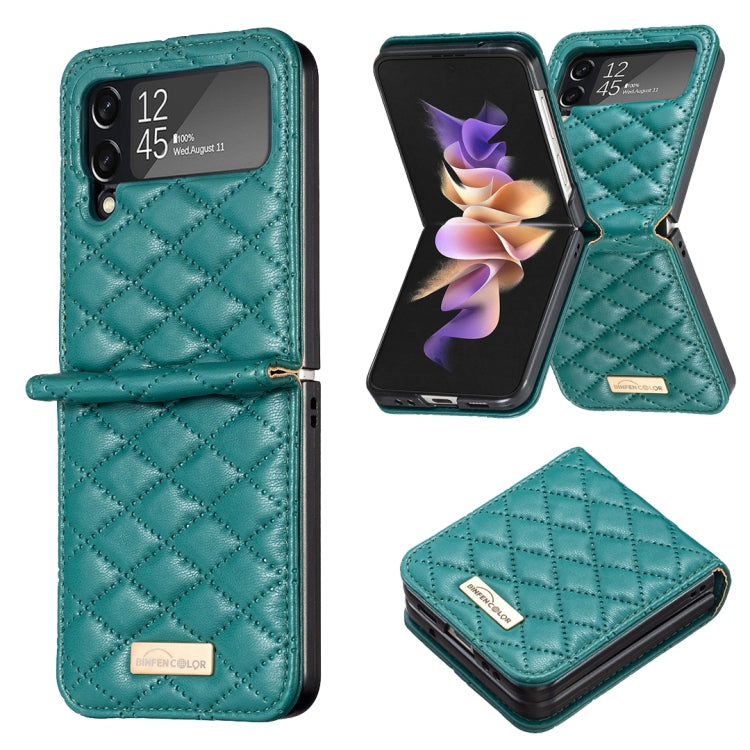 For Samsung Galaxy Z Flip4 Elegant Rhombic Texture PU Phone Case