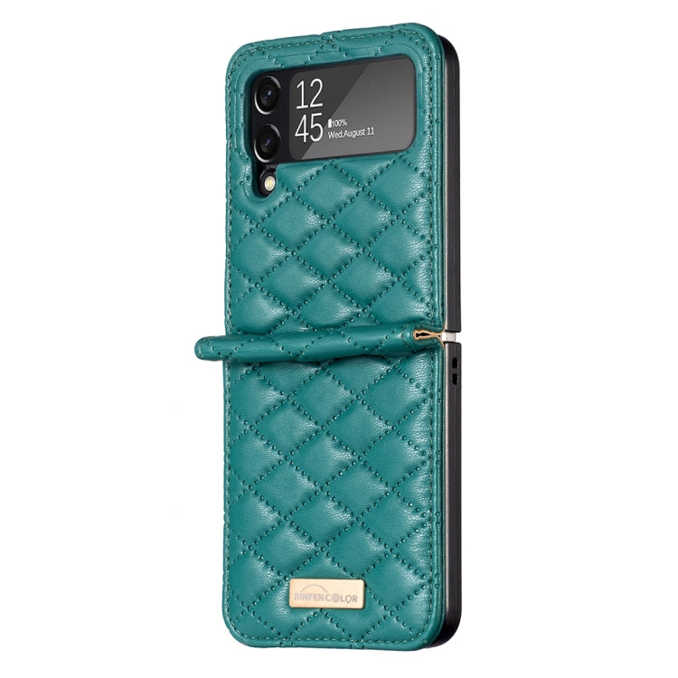 For Samsung Galaxy Z Flip4 Elegant Rhombic Texture PU Phone Case