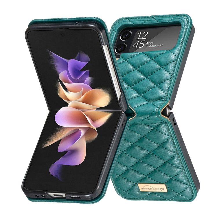 For Samsung Galaxy Z Flip4 Elegant Rhombic Texture PU Phone Case