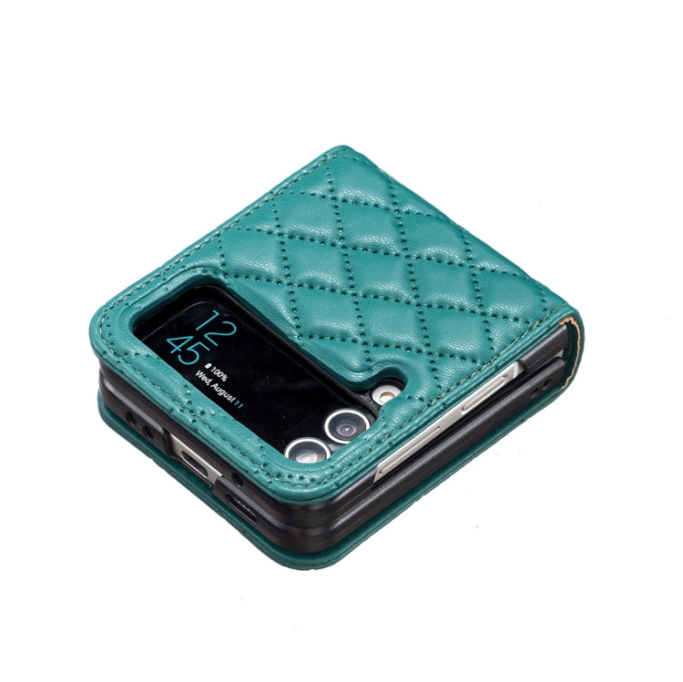 For Samsung Galaxy Z Flip4 Elegant Rhombic Texture PU Phone Case