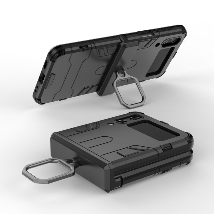 For Samsung Galaxy Z Flip4 Shockproof PC + TPU Protective Case with Magnetic Ring Holder