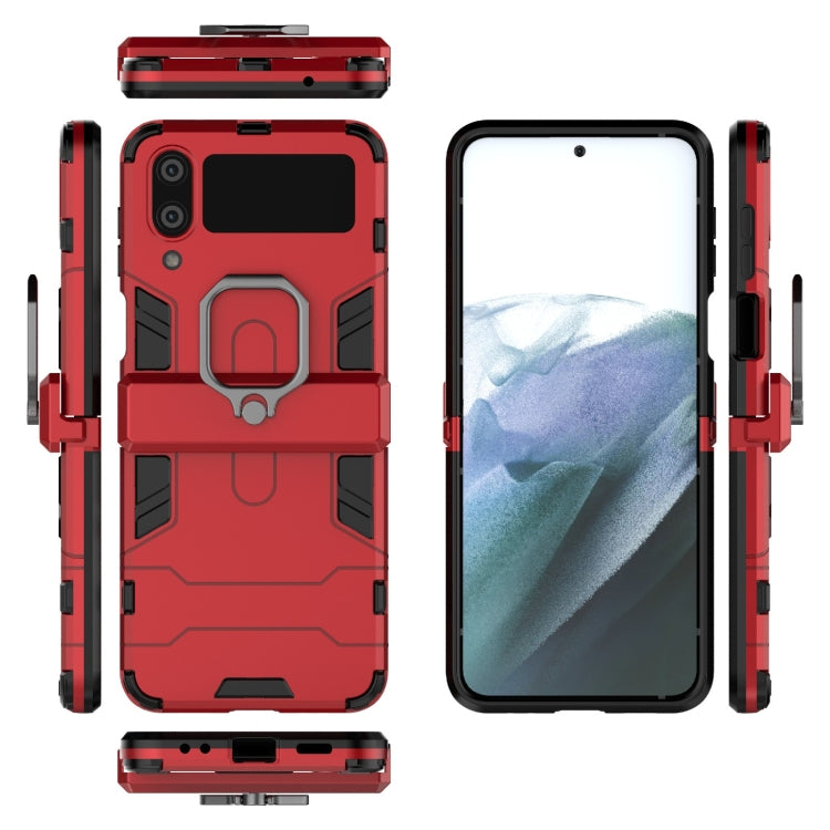 For Samsung Galaxy Z Flip4 Shockproof PC + TPU Protective Case with Magnetic Ring Holder