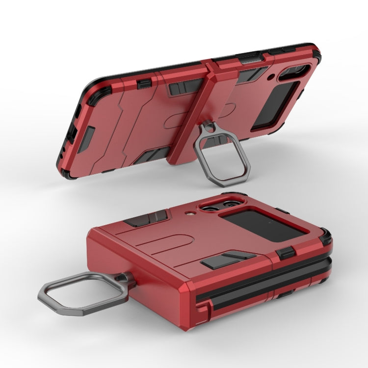 For Samsung Galaxy Z Flip4 Shockproof PC + TPU Protective Case with Magnetic Ring Holder