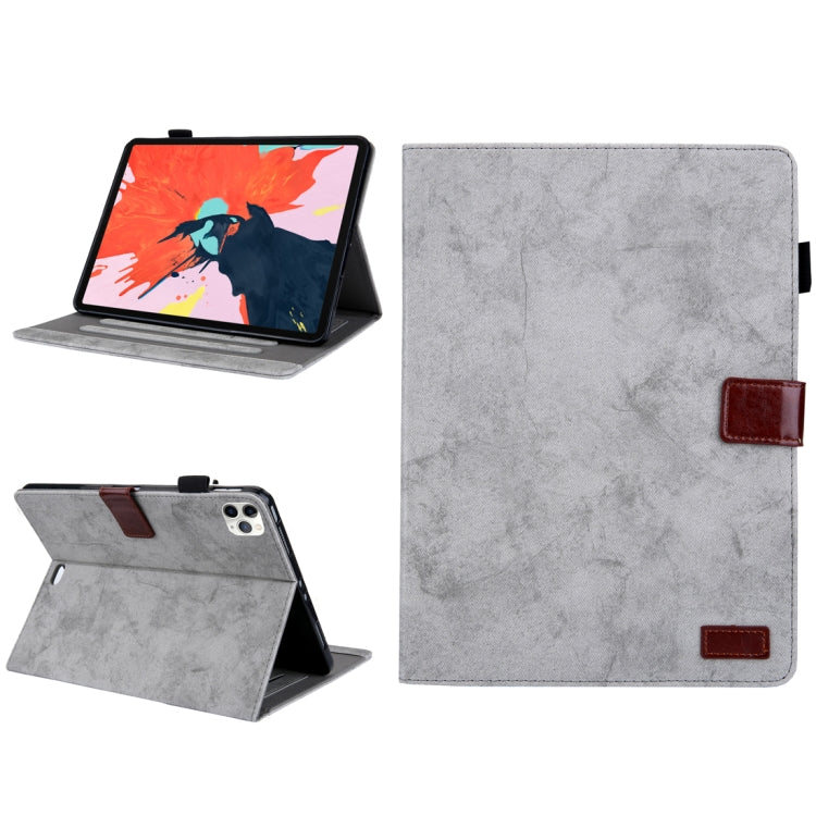 For iPad Pro 11 (2020) & (2018) Marble Style Cloth Texture Tablet PC Protective Leather Case with Bracket & Card Slot & Photo Holder