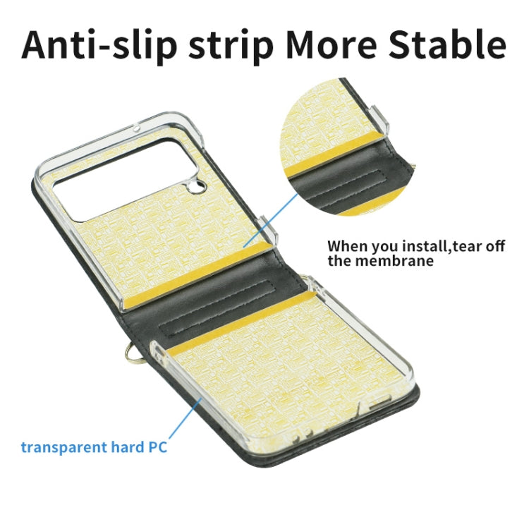 For Samsung Galaxy Z Flip4 Embossed Leather Folded Phone Case with Strap