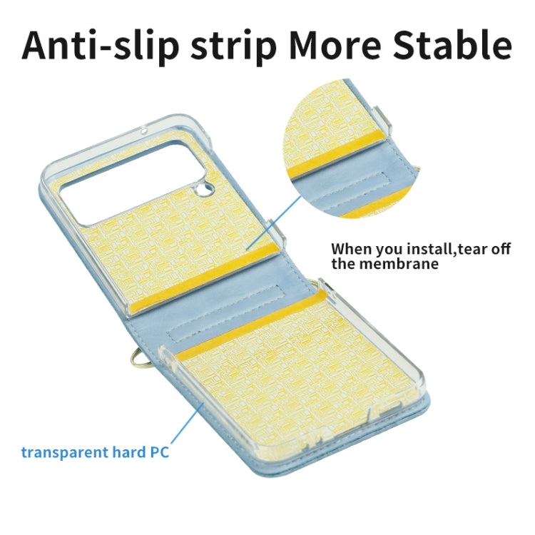 For Samsung Galaxy Z Flip4 Embossed Leather Folded Phone Case with Strap