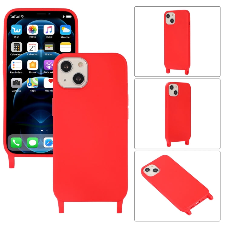 For iPhone 14 Elastic Silicone Lanyard Case