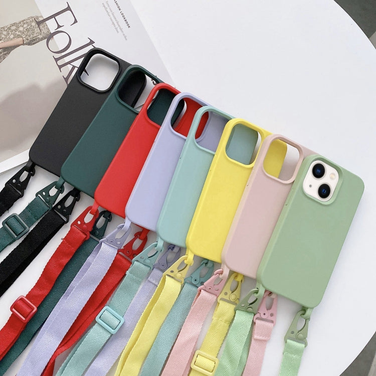 For iPhone 14 Elastic Silicone Lanyard Case