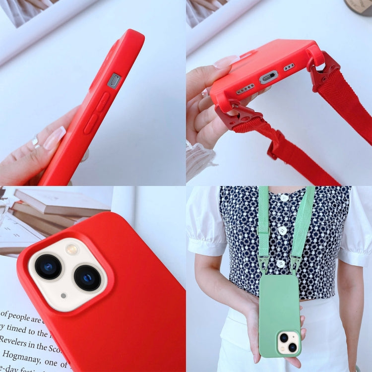 For iPhone 14 Elastic Silicone Lanyard Case