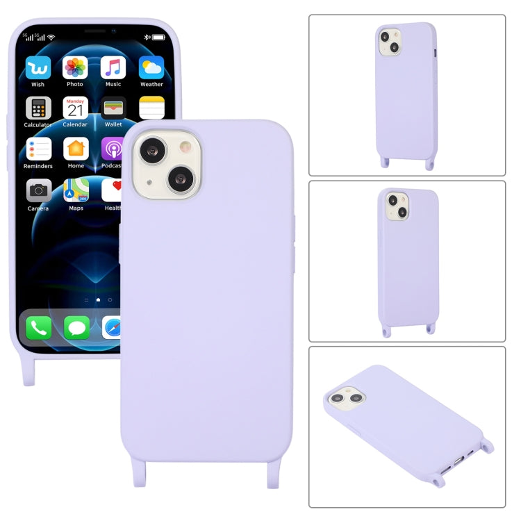 For iPhone 14 Plus Elastic Silicone Lanyard Case