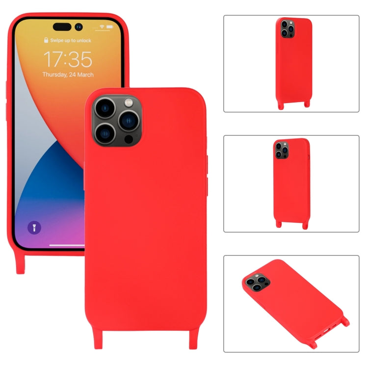 For iPhone 14 Pro Elastic Silicone Lanyard Case