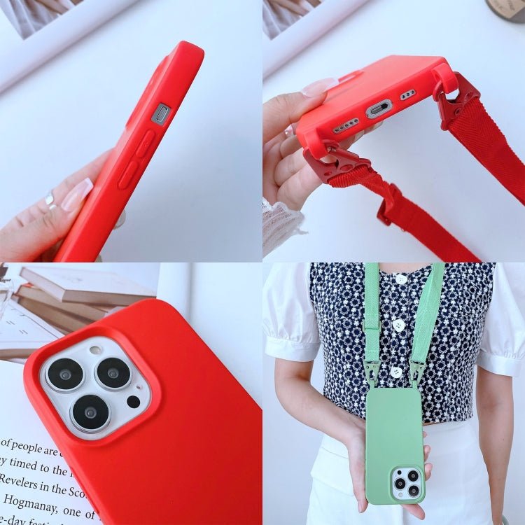 For iPhone 14 Pro Elastic Silicone Lanyard Case
