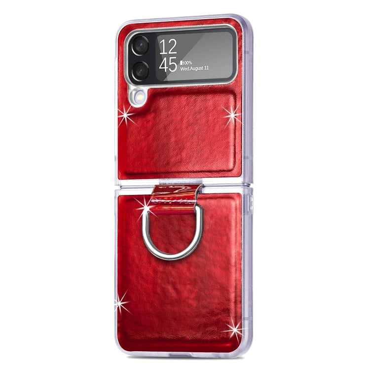 For Samsung Galaxy Z Flip4 Laser Skin Color Changing PC Phone Case with Ring