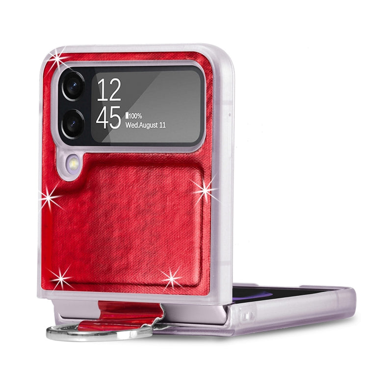 For Samsung Galaxy Z Flip4 Laser Skin Color Changing PC Phone Case with Ring