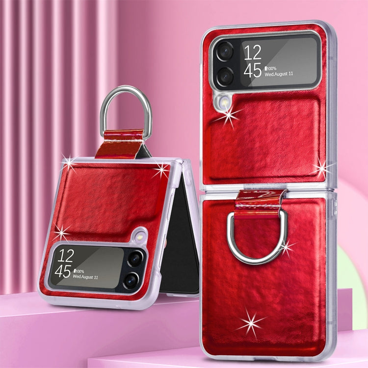 For Samsung Galaxy Z Flip4 Laser Skin Color Changing PC Phone Case with Ring