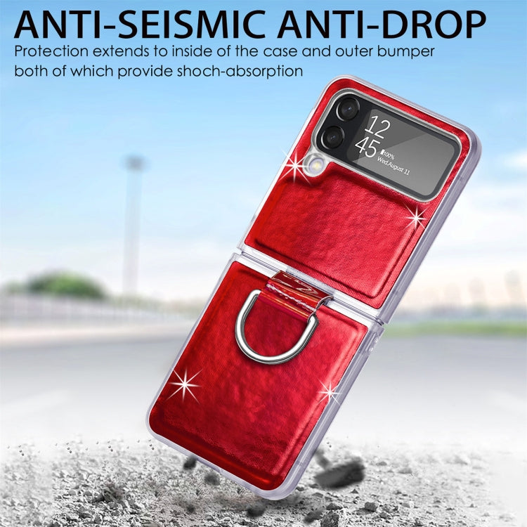 For Samsung Galaxy Z Flip4 Laser Skin Color Changing PC Phone Case with Ring