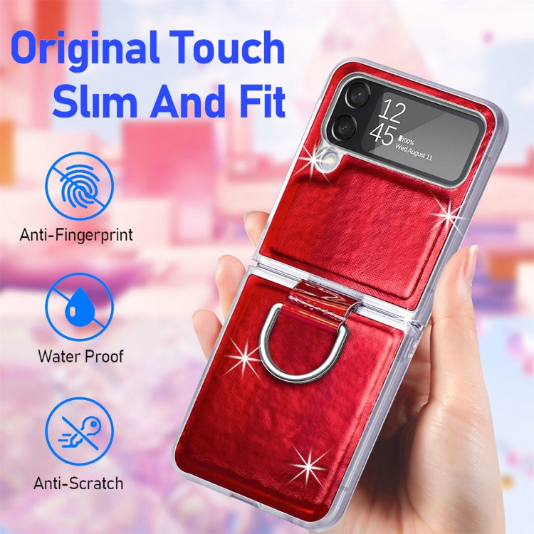 For Samsung Galaxy Z Flip4 Laser Skin Color Changing PC Phone Case with Ring