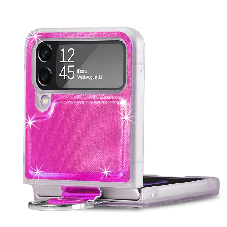 For Samsung Galaxy Z Flip4 Laser Skin Color Changing PC Phone Case with Ring