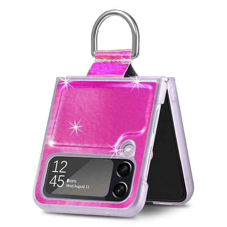 For Samsung Galaxy Z Flip4 Laser Skin Color Changing PC Phone Case with Ring