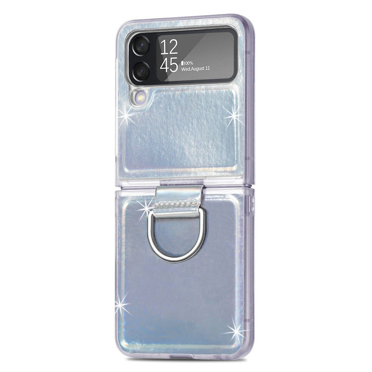 For Samsung Galaxy Z Flip4 Laser Skin Color Changing PC Phone Case with Ring
