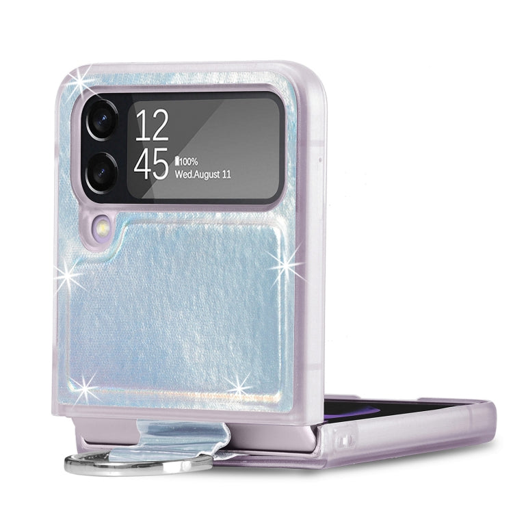 For Samsung Galaxy Z Flip4 Laser Skin Color Changing PC Phone Case with Ring