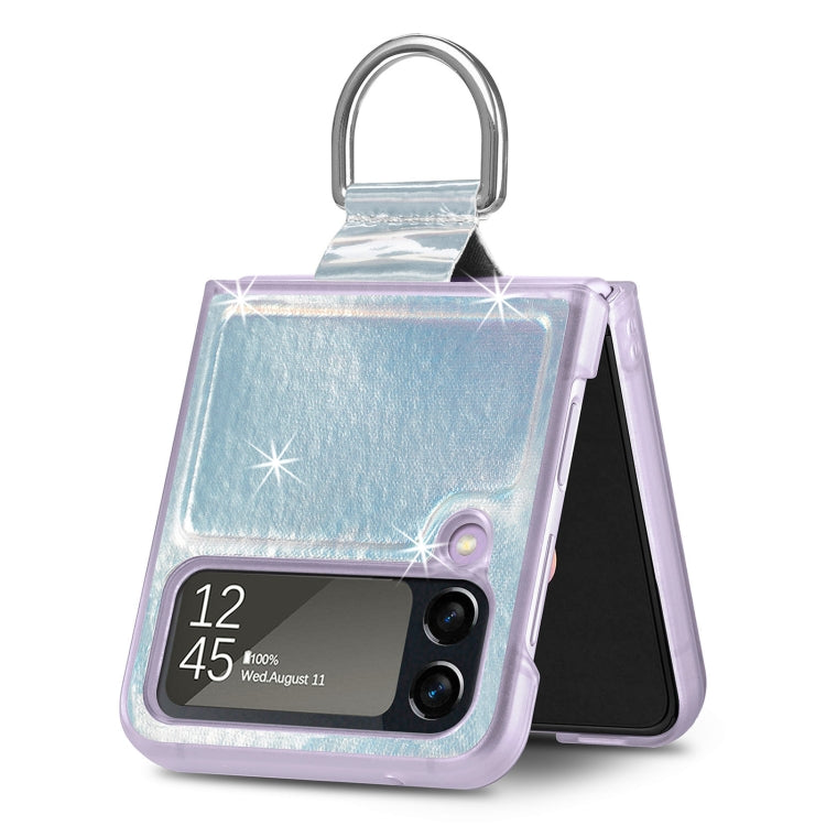 For Samsung Galaxy Z Flip4 Laser Skin Color Changing PC Phone Case with Ring