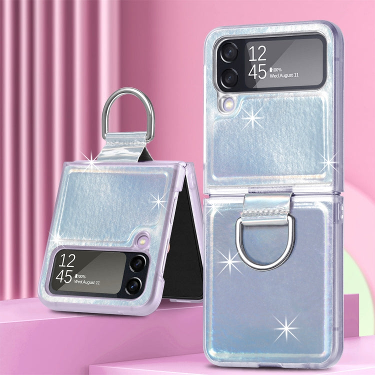 For Samsung Galaxy Z Flip4 Laser Skin Color Changing PC Phone Case with Ring