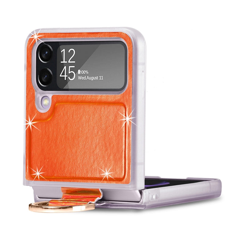 For Samsung Galaxy Z Flip4 Laser Skin Color Changing PC Phone Case with Ring