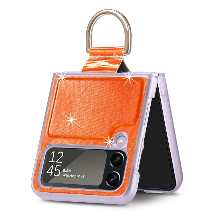 For Samsung Galaxy Z Flip4 Laser Skin Color Changing PC Phone Case with Ring