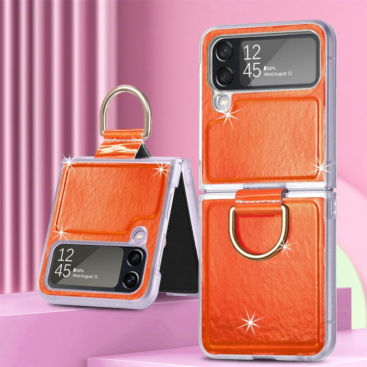 For Samsung Galaxy Z Flip4 Laser Skin Color Changing PC Phone Case with Ring