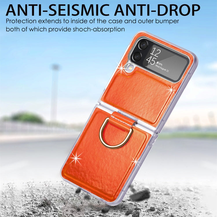 For Samsung Galaxy Z Flip4 Laser Skin Color Changing PC Phone Case with Ring