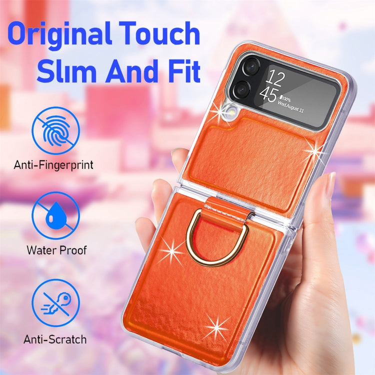 For Samsung Galaxy Z Flip4 Laser Skin Color Changing PC Phone Case with Ring