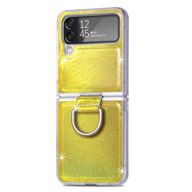 For Samsung Galaxy Z Flip4 Laser Skin Color Changing PC Phone Case with Ring