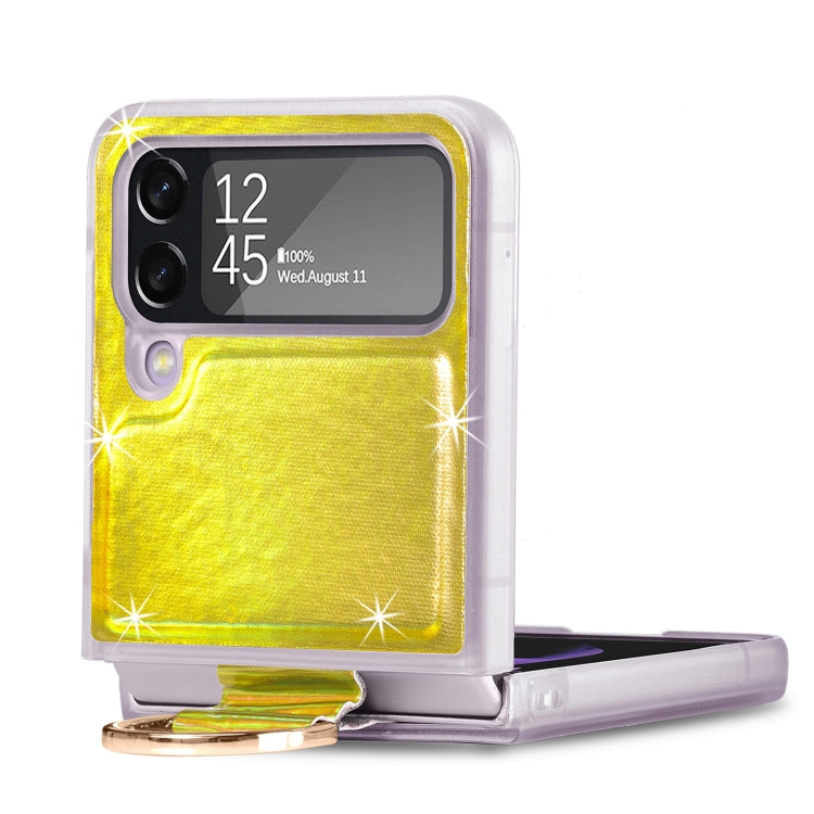 For Samsung Galaxy Z Flip4 Laser Skin Color Changing PC Phone Case with Ring