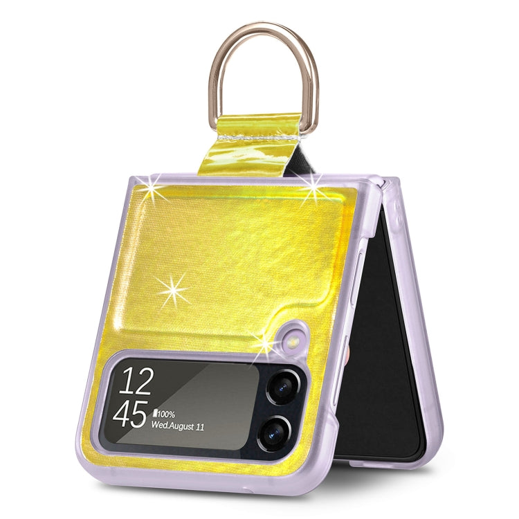 For Samsung Galaxy Z Flip4 Laser Skin Color Changing PC Phone Case with Ring